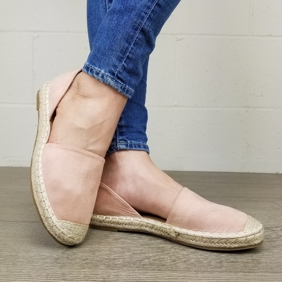 Shoes - Rose Vegan Suede Flat Slip On Loafer Espadrille